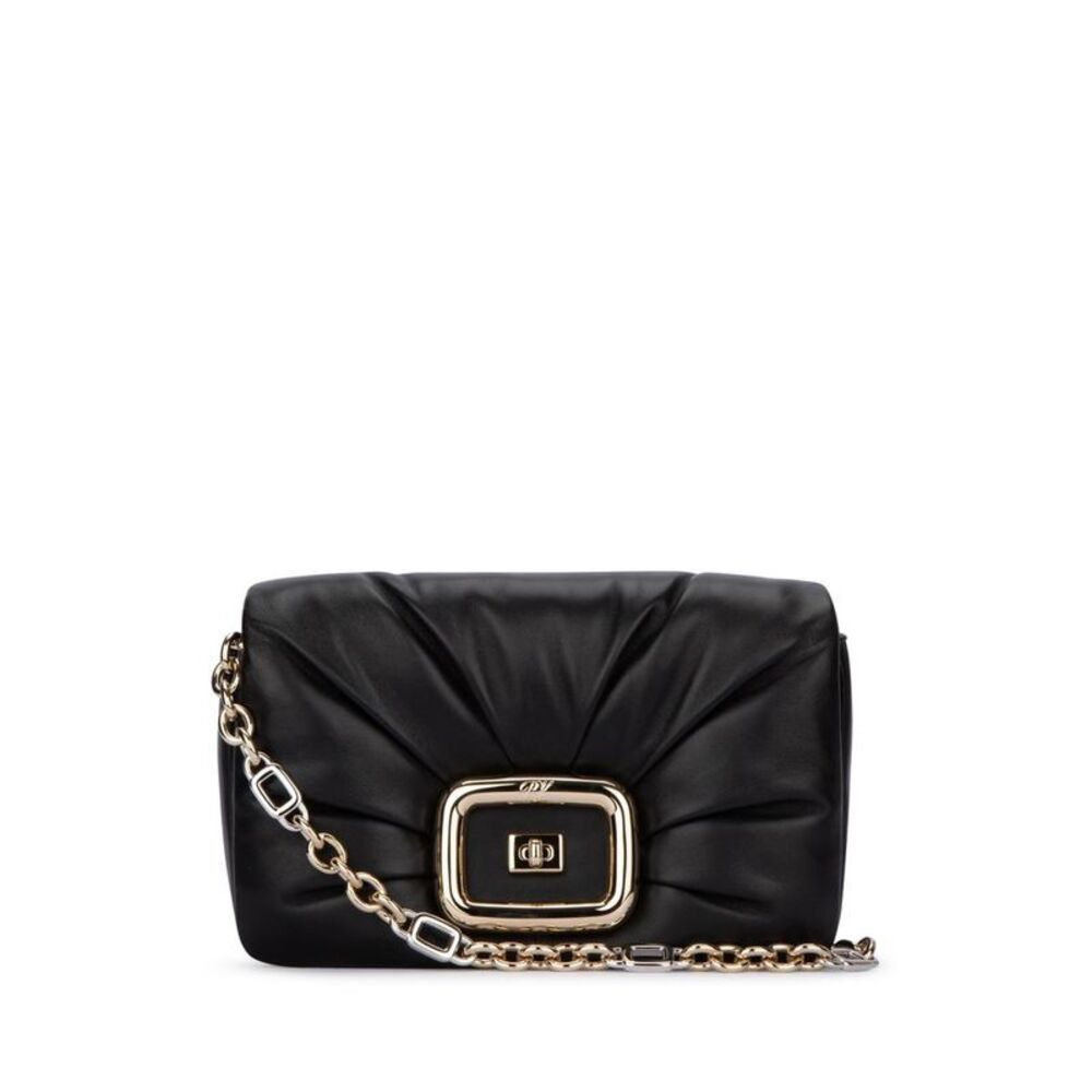 ROGER VIVIER Chain Shoulder Bag with Embellished Buckle Women Black Handbags